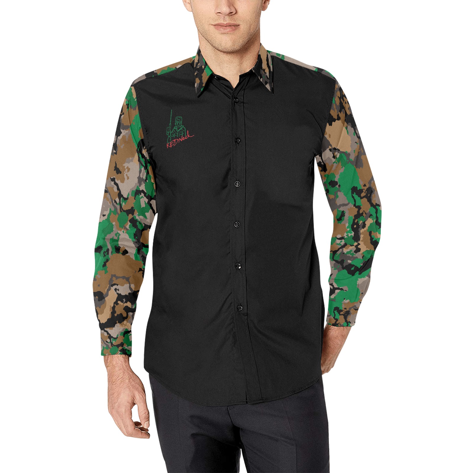 Men's All Over Print Long Sleeve Shirt(Without Pocket)(T61) - Image 5